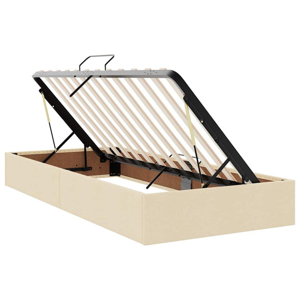 vidaXL Bed with Storage and LED with Mattress Cream 90 x 190 cm Fabric