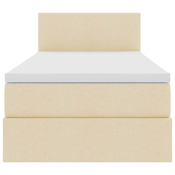 vidaXL Bed with Storage and LED with Mattress Cream 90 x 190 cm Fabric