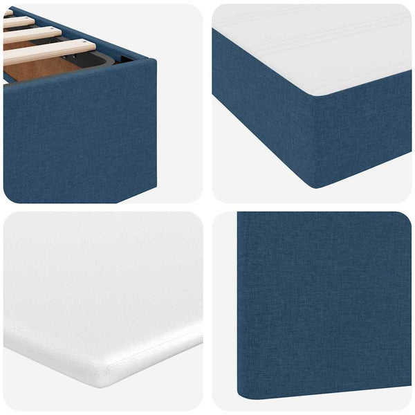 vidaXL Bed with Storage and LED with Headboard Blue 90 x 190 cm Fabric