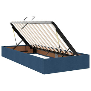 vidaXL Bed with Storage and LED with Headboard Blue 90 x 190 cm Fabric