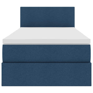 vidaXL Bed with Storage and LED with Headboard Blue 90 x 190 cm Fabric