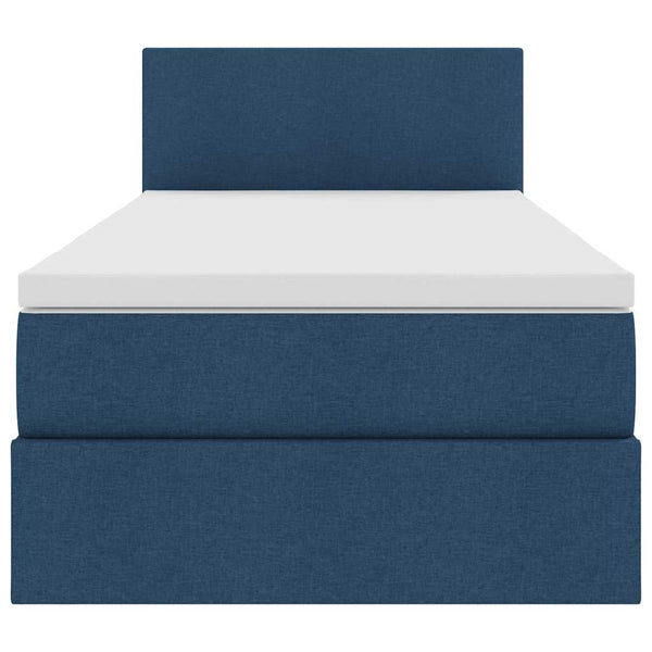 vidaXL Bed with Storage and LED with Headboard Blue 90 x 190 cm Fabric