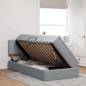 vidaXL Storage Bed with LED Light Gray 90 x 200 cm Fabric