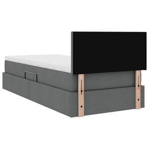 vidaXL Upholstered Bed with Storage and LED Dark Grey 90 x 200 cm Fabric