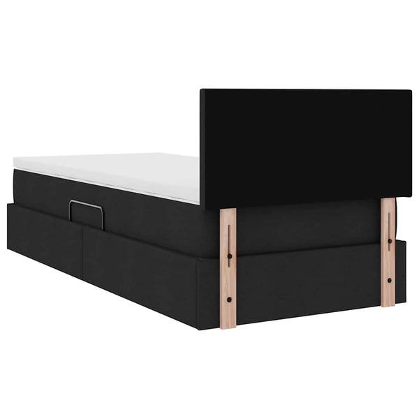vidaXL LED Storage Bed with LED Black 90 x 200 cm Fabric