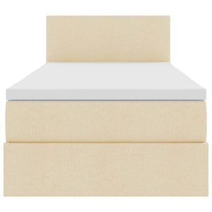 vidaXL Storage Bed with LED and Mattress Cream 90 x 200 cm Fabric