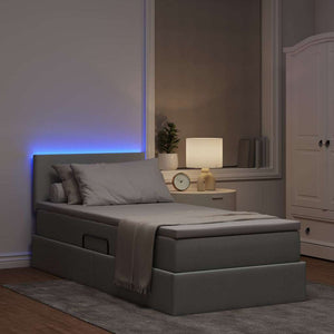 vidaXL Fabric Bed with Storage and LED Light Gray 100 x 200 cm