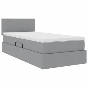 vidaXL Fabric Bed with Storage and LED Light Gray 100 x 200 cm