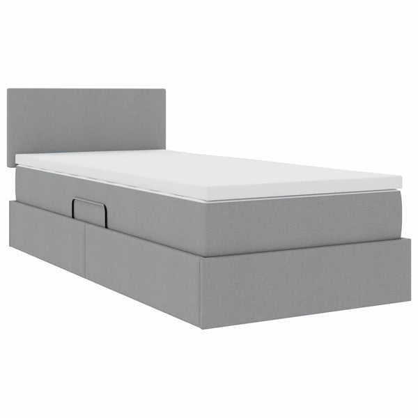 vidaXL Fabric Bed with Storage and LED Light Gray 100 x 200 cm