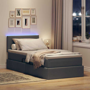 vidaXL Storage Bed with LED Dark Grey 100 x 200 cm Fabric