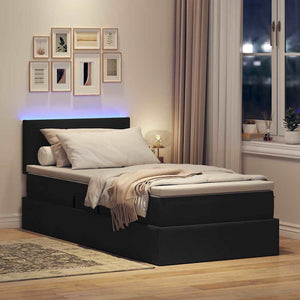 vidaXL Storage Bed with LED Black 100 x 200 cm Fabric