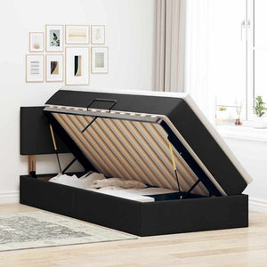 vidaXL Storage Bed with LED Black 100 x 200 cm Fabric