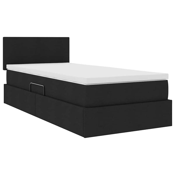 vidaXL Storage Bed with LED Black 100 x 200 cm Fabric