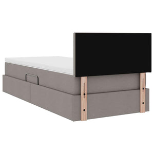 vidaXL Storage Bed with LED and Mattress Taupe 100 x 200 cm Fabric