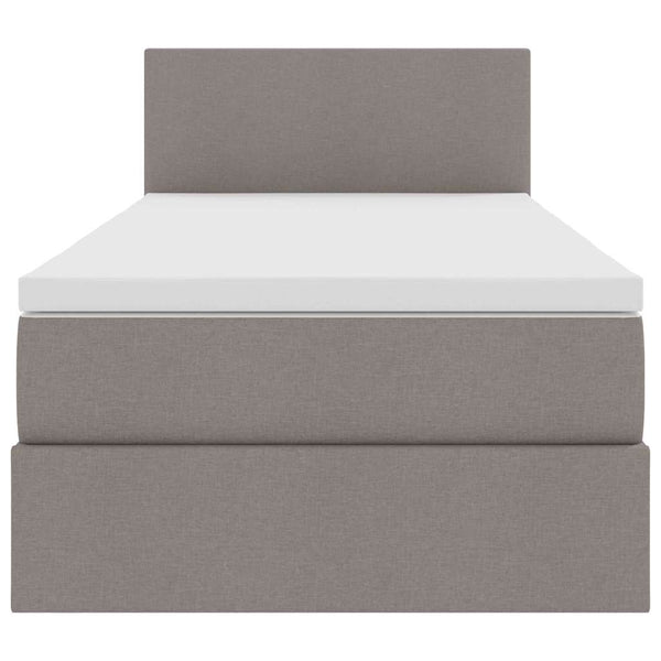 vidaXL Storage Bed with LED and Mattress Taupe 100 x 200 cm Fabric