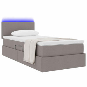 vidaXL Storage Bed with LED and Mattress Taupe 100 x 200 cm Fabric