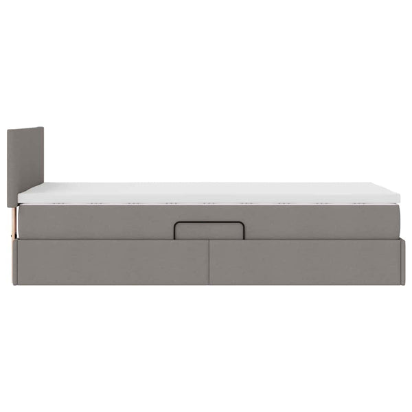 vidaXL Storage Bed with LED and Mattress Taupe 100 x 200 cm Fabric