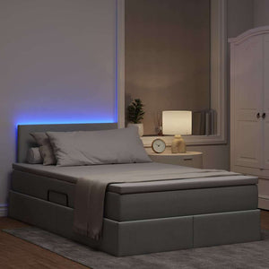 vidaXL Storage Bed with LED Light Gray 120 x 190 cm Fabric