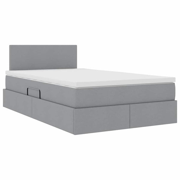 vidaXL Storage Bed with LED Light Gray 120 x 190 cm Fabric