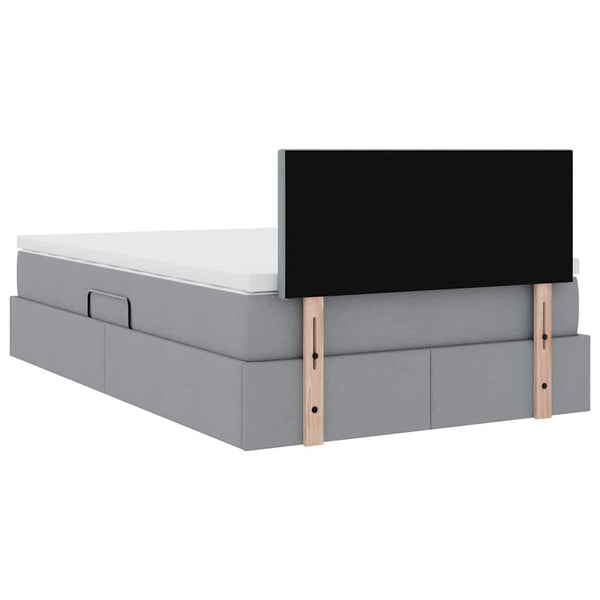 vidaXL Storage Bed with LED Light Gray 120 x 190 cm Fabric