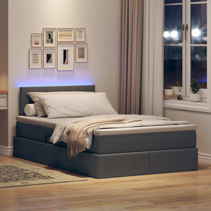 vidaXL Upholstered Bed with Storage and LED Dark Grey 120 x 190 cm Fabric