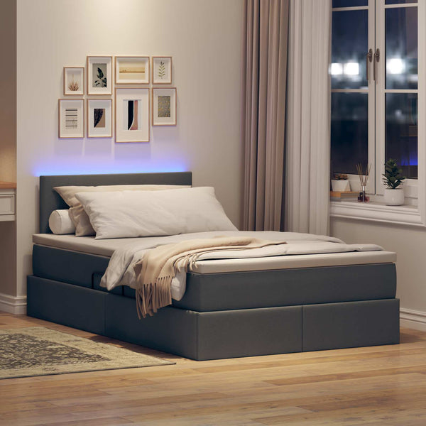 vidaXL Upholstered Bed with Storage and LED Dark Grey 120 x 190 cm Fabric