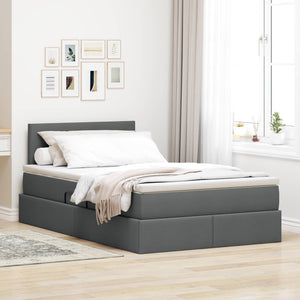 vidaXL Upholstered Bed with Storage and LED Dark Grey 120 x 190 cm Fabric