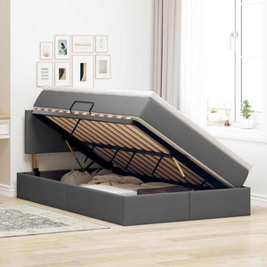 vidaXL Upholstered Bed with Storage and LED Dark Grey 120 x 190 cm Fabric