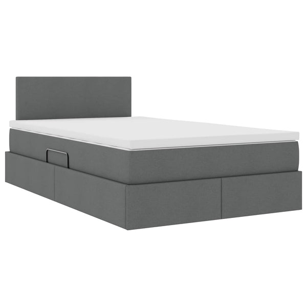 vidaXL Upholstered Bed with Storage and LED Dark Grey 120 x 190 cm Fabric