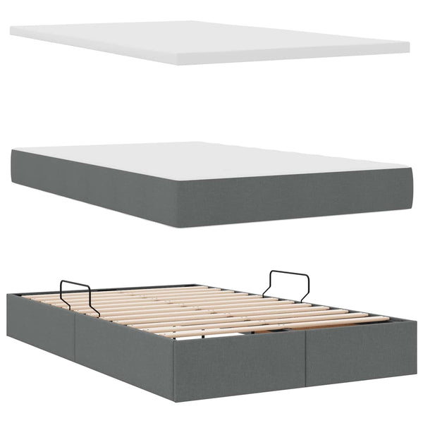 vidaXL Upholstered Bed with Storage and LED Dark Grey 120 x 190 cm Fabric