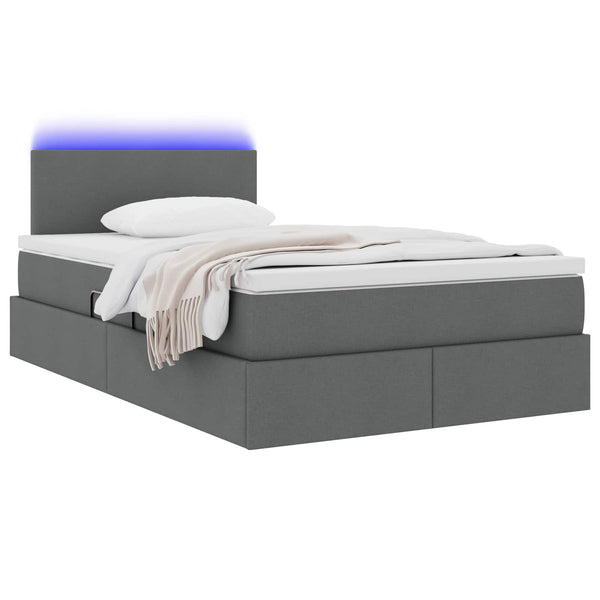 vidaXL Upholstered Bed with Storage and LED Dark Grey 120 x 190 cm Fabric