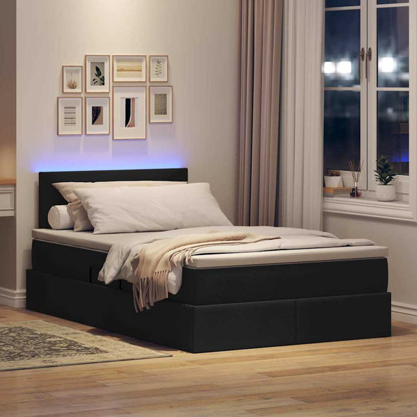 vidaXL Bed with Storage and LED with LED Black 120 x 190 cm Fabric