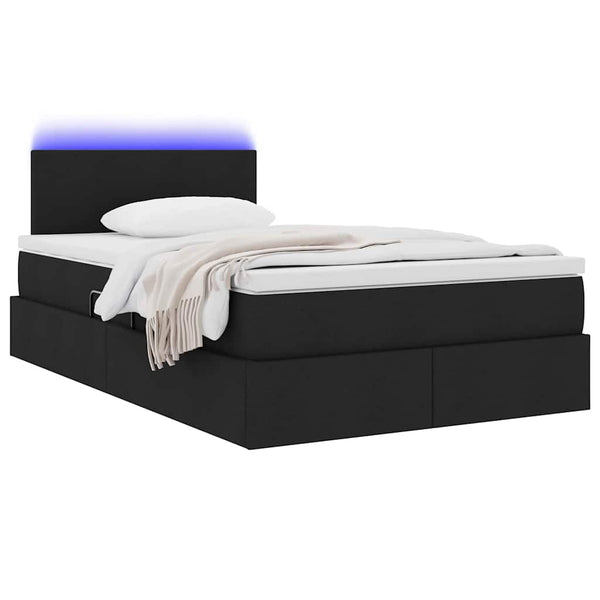 vidaXL Bed with Storage and LED with LED Black 120 x 190 cm Fabric