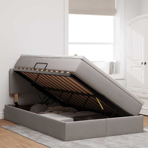 vidaXL Bed with Storage and LED with Mattress Taupe 120 x 190 cm Fabric