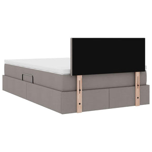 vidaXL Bed with Storage and LED with Mattress Taupe 120 x 190 cm Fabric
