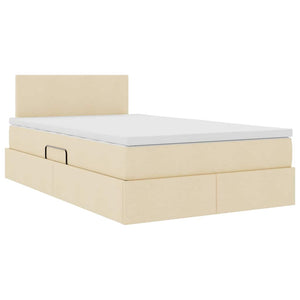 vidaXL Storage LED Bed with Mattress Cream 120 x 190 cm Fabric