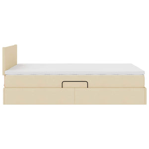 vidaXL Storage LED Bed with Mattress Cream 120 x 190 cm Fabric