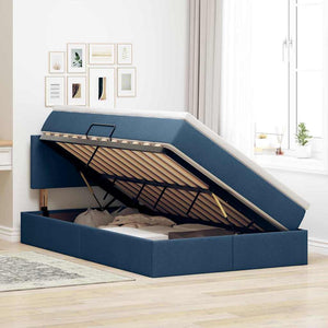 vidaXL Bed with Storage and LED with Mattress Blue 120 x 190 cm Fabric