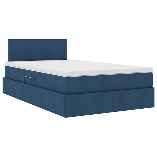 vidaXL Bed with Storage and LED with Mattress Blue 120 x 190 cm Fabric