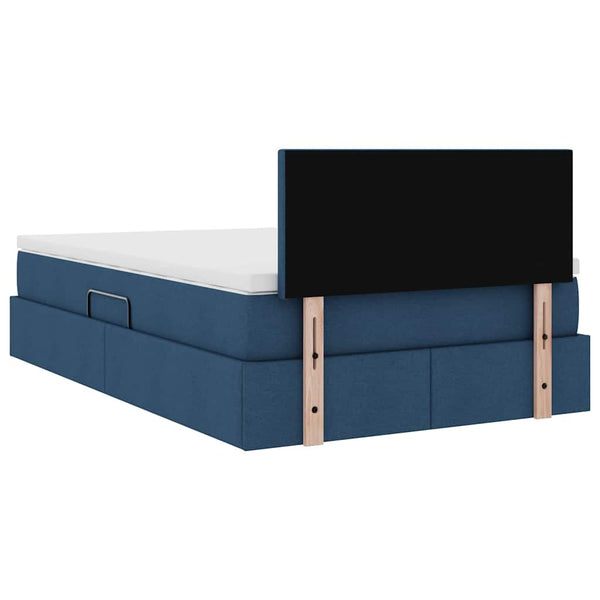 vidaXL Bed with Storage and LED with Mattress Blue 120 x 190 cm Fabric