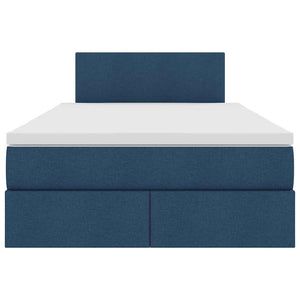 vidaXL Bed with Storage and LED with Mattress Blue 120 x 190 cm Fabric