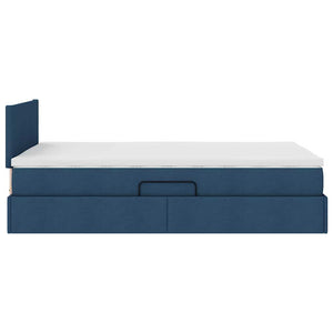 vidaXL Bed with Storage and LED with Mattress Blue 120 x 190 cm Fabric