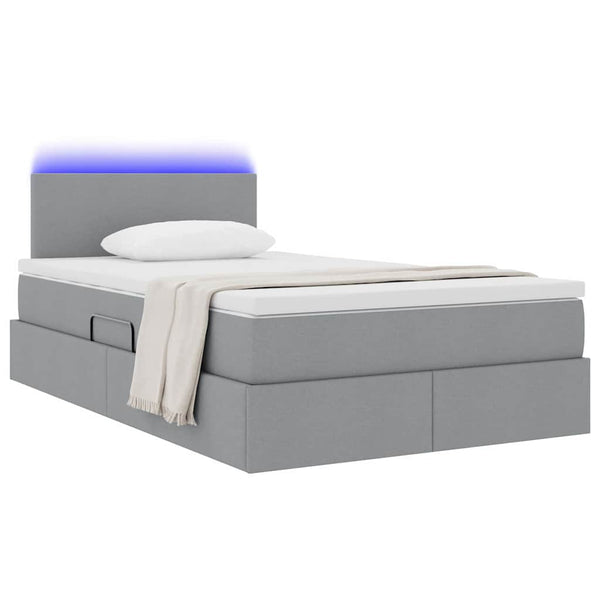 vidaXL Storage Bed with LED Light Grey 120 x 200 cm Fabric