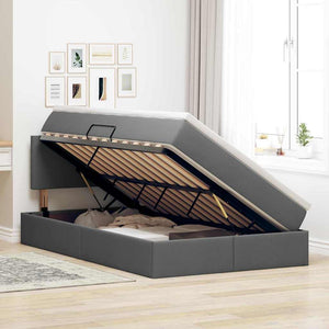 vidaXL Storage Bed with LED Dark Grey 120 x 200 cm Fabric