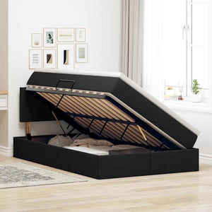 vidaXL Storage Bed with LED Black 120 x 200 cm Fabric