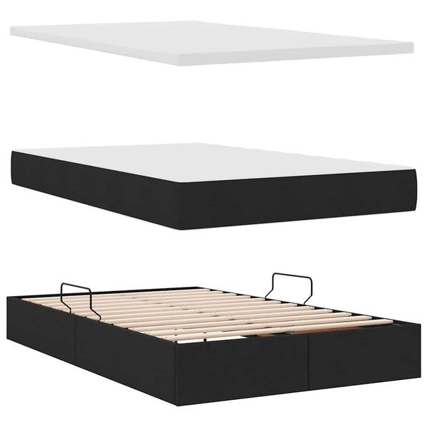 vidaXL Storage Bed with LED Black 120 x 200 cm Fabric