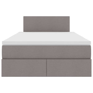 vidaXL LED Storage Bed with Mattress Taupe 120 x 200 cm Fabric