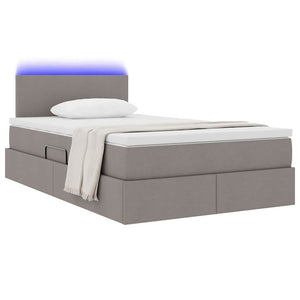 vidaXL LED Storage Bed with Mattress Taupe 120 x 200 cm Fabric