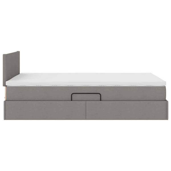 vidaXL LED Storage Bed with Mattress Taupe 120 x 200 cm Fabric