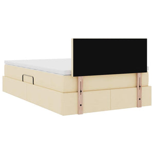 vidaXL Storage Bed with LED and Mattress Cream 120 x 200 cm Fabric